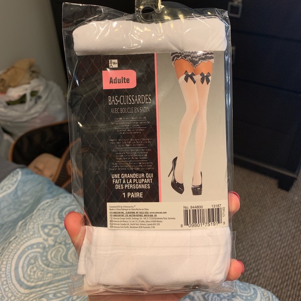 Satin bow thigh highs